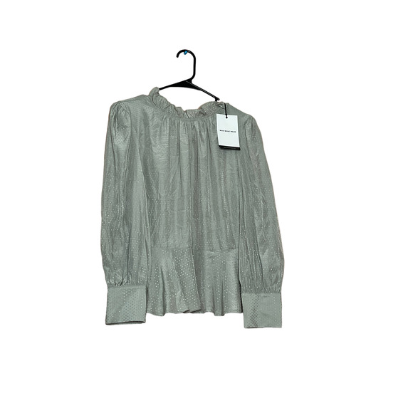 who what wear green polka dots halter neck ruffle cuff long sleeve blouse sz xs - Picture 2 of 11